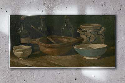 Still life with vessels Glass art print