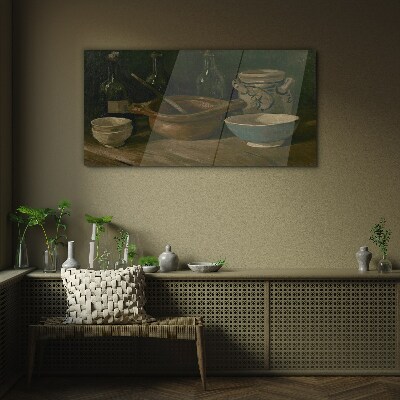 Still life with vessels Glass art print