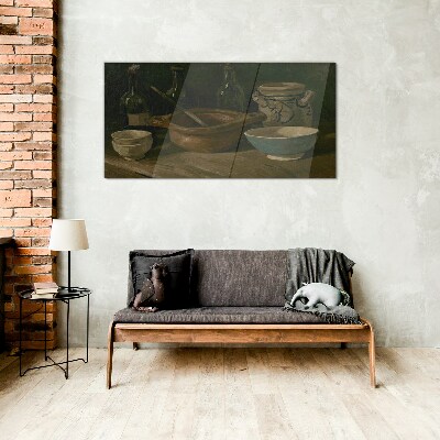 Still life with vessels Glass art print