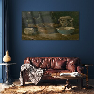 Still life with vessels Glass art print