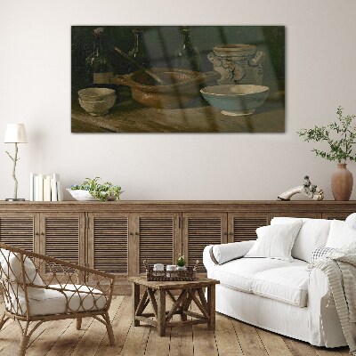 Still life with vessels Glass art print