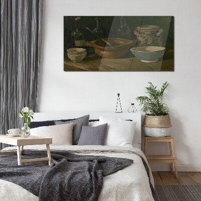 Still life with vessels Glass art print