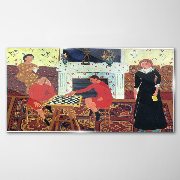 A game of chess in a colorful interior Wall art on glass