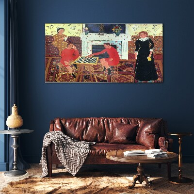 A game of chess in a colorful interior Wall art on glass