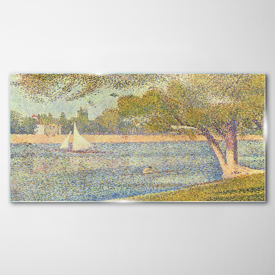 Sails on calm water Glass art print