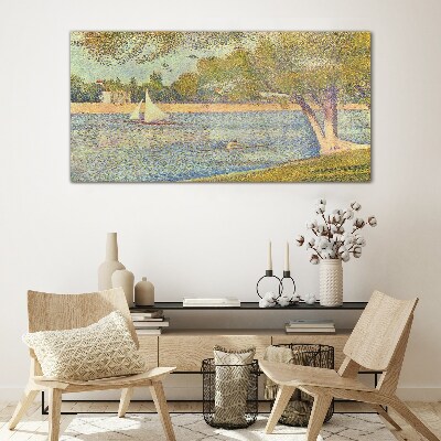 Sails on calm water Glass art print