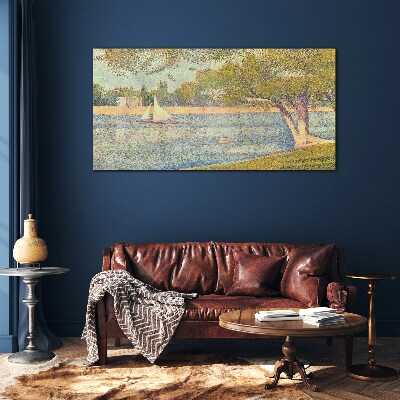 Sails on calm water Glass art print