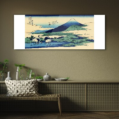 Cranes by a Mountain Glass art print