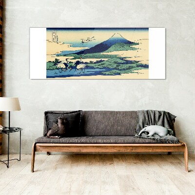 Cranes by a Mountain Glass art print