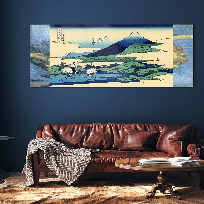 Cranes by a Mountain Glass art print