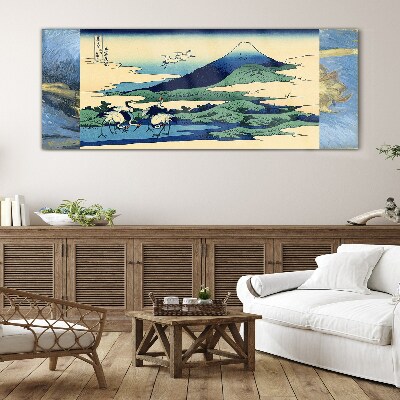 Cranes by a Mountain Glass art print