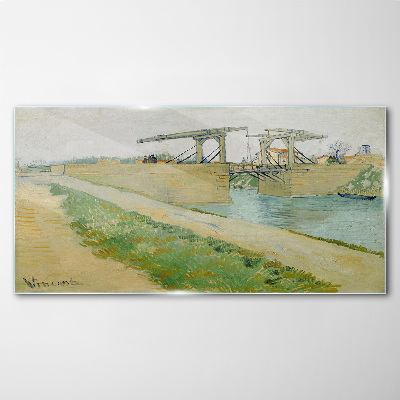 Bridges over water Glass art print