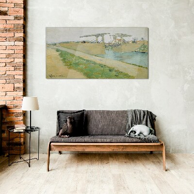 Bridges over water Glass art print