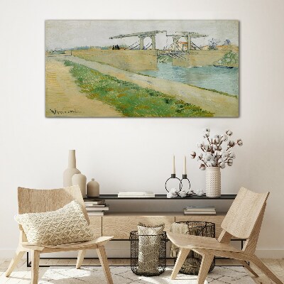 Bridges over water Glass art print