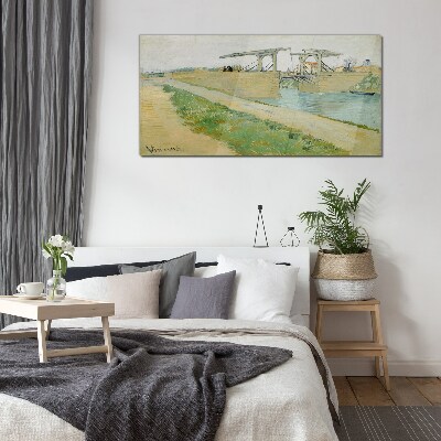 Bridges over water Glass art print
