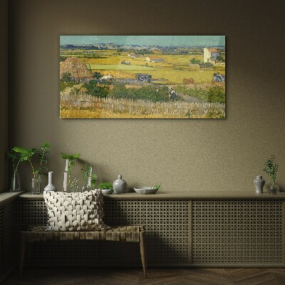Wheat field Wall art on glass