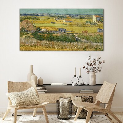 Wheat field Wall art on glass