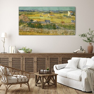 Wheat field Wall art on glass