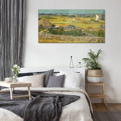 Wheat field Wall art on glass