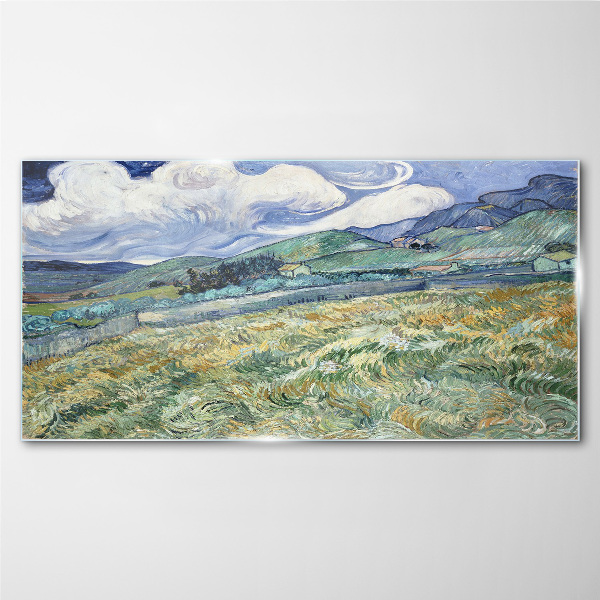 A wave of green and sky Wall art on glass