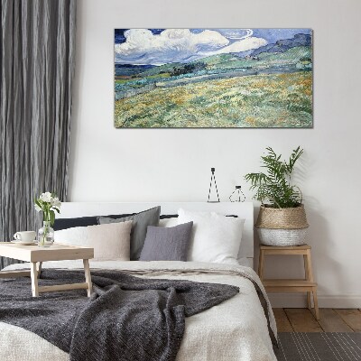A wave of green and sky Wall art on glass