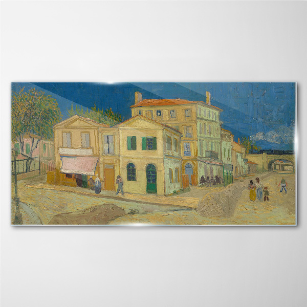 Landscape of a town in the sun Wall art on glass