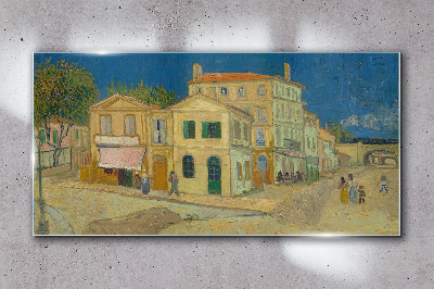 Landscape of a town in the sun Wall art on glass