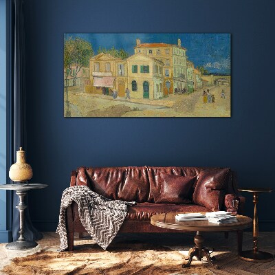 Landscape of a town in the sun Wall art on glass