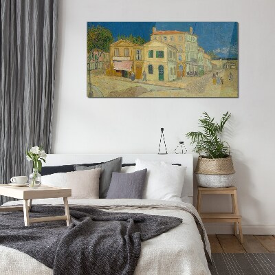 Landscape of a town in the sun Wall art on glass