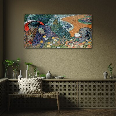 Women in the garden Glass art print
