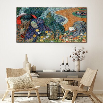 Women in the garden Glass art print