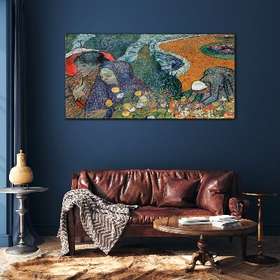 Women in the garden Glass art print