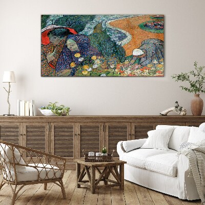 Women in the garden Glass art print