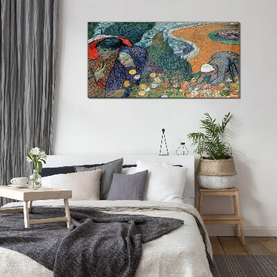 Women in the garden Glass art print