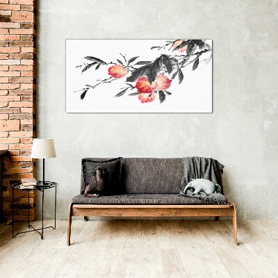 Floral accents in a delicate style Wall art on glass