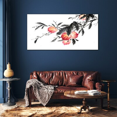 Floral accents in a delicate style Wall art on glass