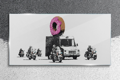 Donuts Police Banksy Glass art print
