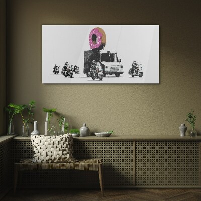 Donuts Police Banksy Glass art print