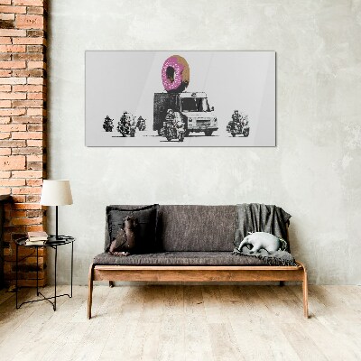 Donuts Police Banksy Glass art print