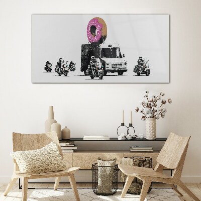 Donuts Police Banksy Glass art print