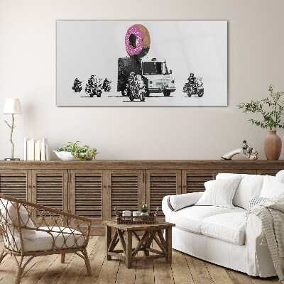 Donuts Police Banksy Glass art print