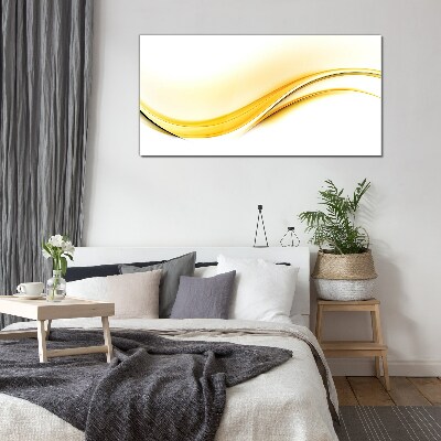 Abstract yellow waves Glass Wall Art