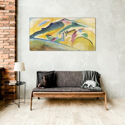 The colors of the mountain landscape Glass art print