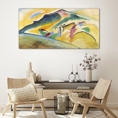 The colors of the mountain landscape Glass art print