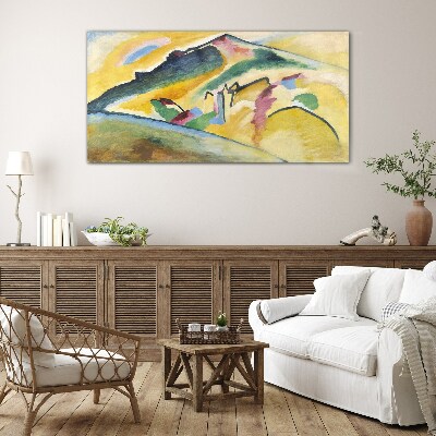 The colors of the mountain landscape Glass art print