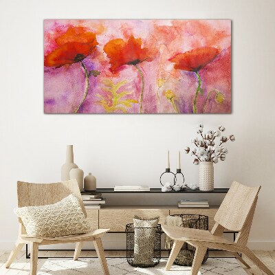 A floral dream in shades of pink Wall art on glass