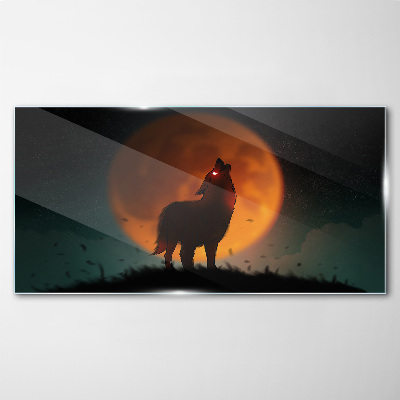 Wolf under the Moon Wall art on glass