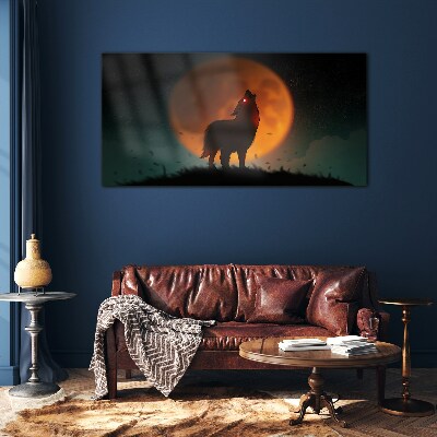 Wolf under the Moon Wall art on glass