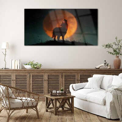 Wolf under the Moon Wall art on glass