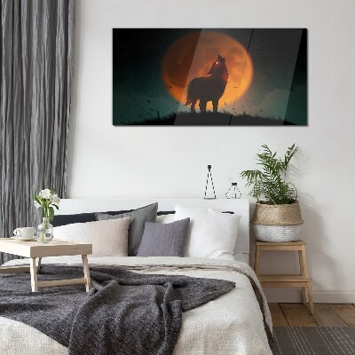 Wolf under the Moon Wall art on glass